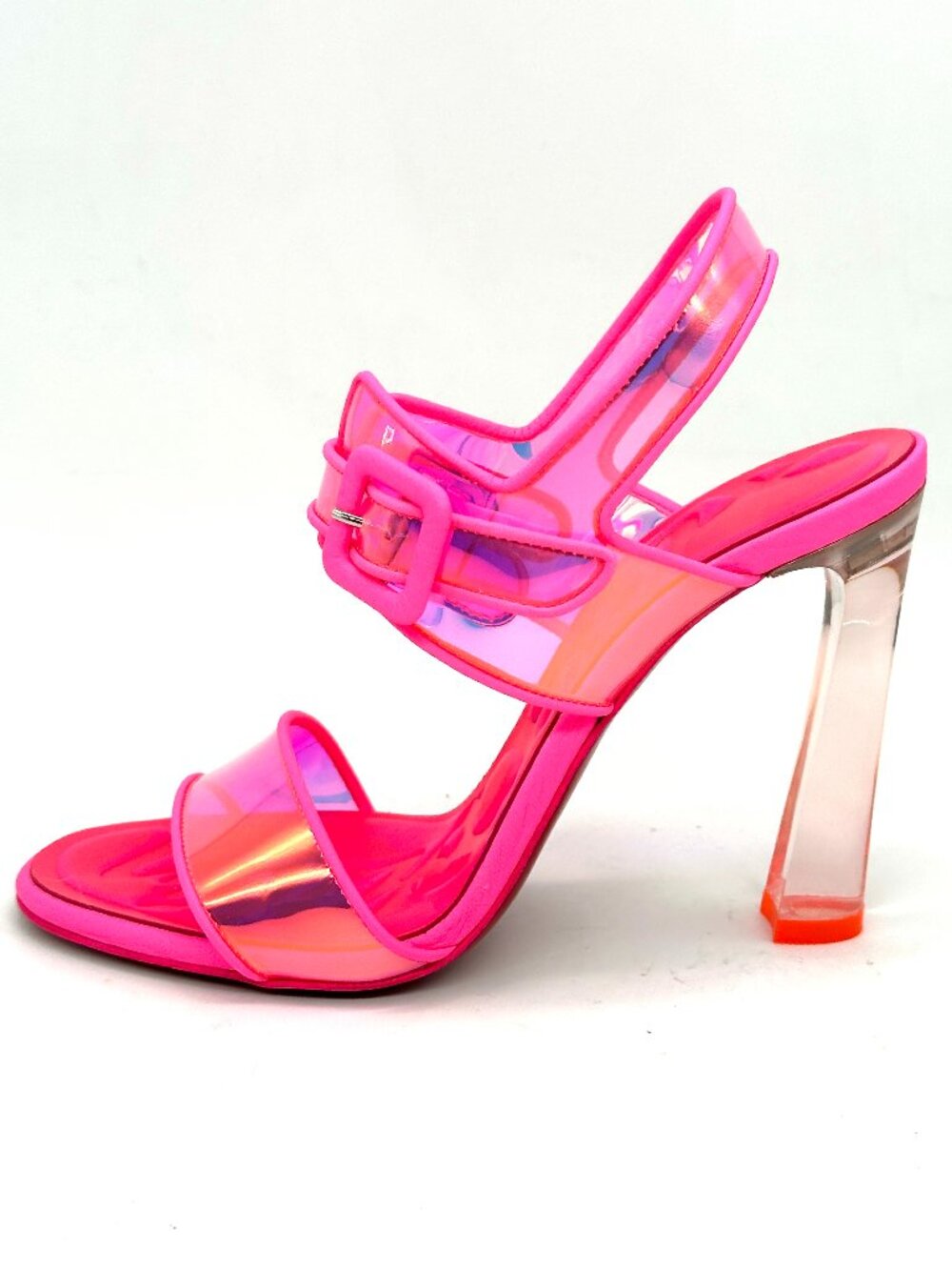 Christian Louboutin LOUBI DUNISS 100 PVC Clear Heels Sandals Shoes Fluo